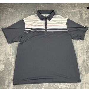 Slazenger Mens 2XL Gray Striped Performance Golf Polo Shirt Short Sleeve
